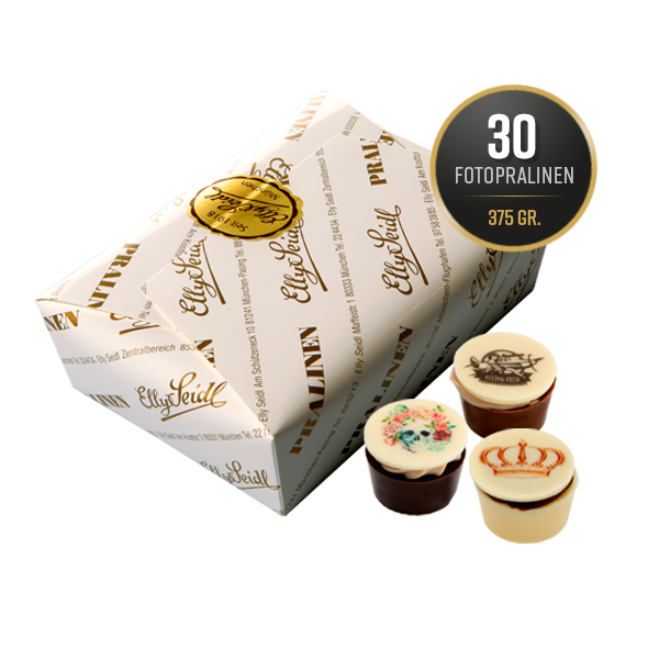 30 Fotopralinen im 375 g Poches