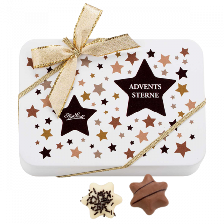 EllySeidl_Weihnachten_Sterndose (VORBESTELLUNG) 165g Pralinenmischung "Adventssterne"
